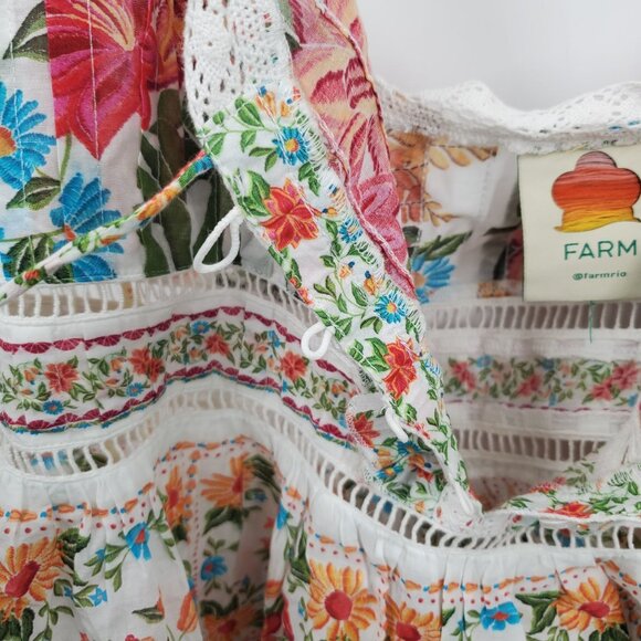 Farm Rio Off White Bloom Garden Sleeveless Blouse Women Size Small NWOT - Picture 8 of 12